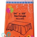 (12-Pack) Orange Plastic Table Covers 54x108" Tablecloth (Reusable)