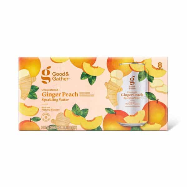 Good & Gather Ginger Peach Sparkling Water 12fl oz x 8